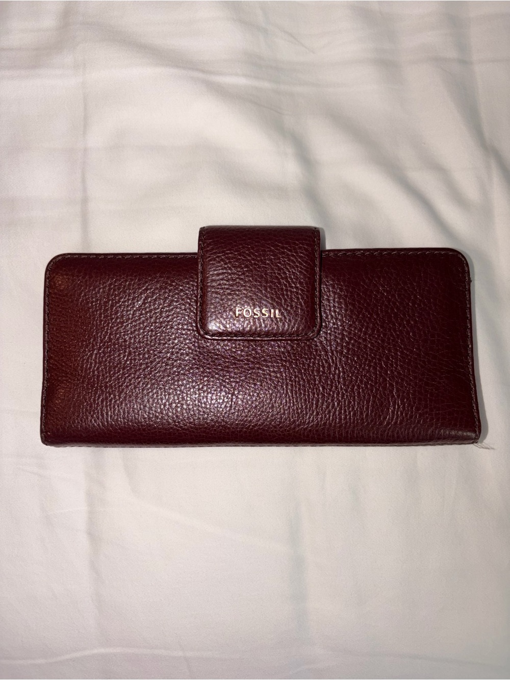 Fossil Women's Deep Burgundy Leather Wallet with Snap